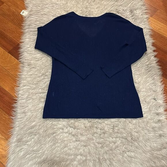 Jcrew‎ women’s blue knit wool blend vneck sheer sweater size medium - Picture 5 of 5
